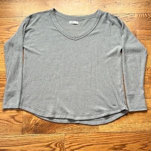 Large grey Hollister waffle knit long sleeve shirt